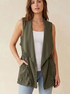 American Eagle Outfitters Drape Front Utility Vest Olive Green Size M